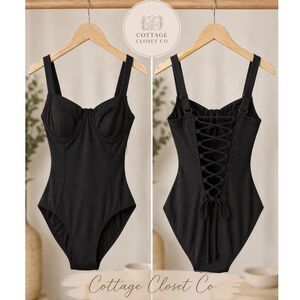 TA3 Lifty Sculpting One Piece Swimsuit S Reg Long D/DD Tummy Control Black NWT